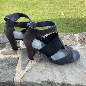 IMPO Stretch Tressie Grey Suede Heels Size 7.5